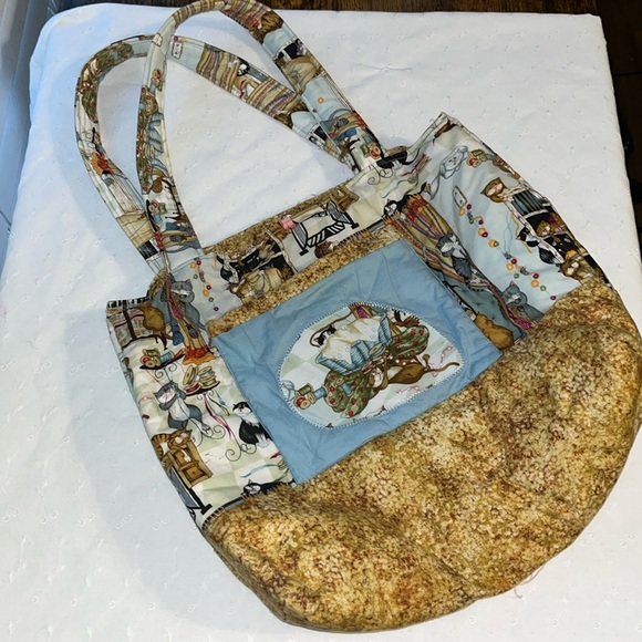 Vintage purse • Cat lovers handmade purse • cat bag • lots of pockets • kittens - Picture 3 of 9